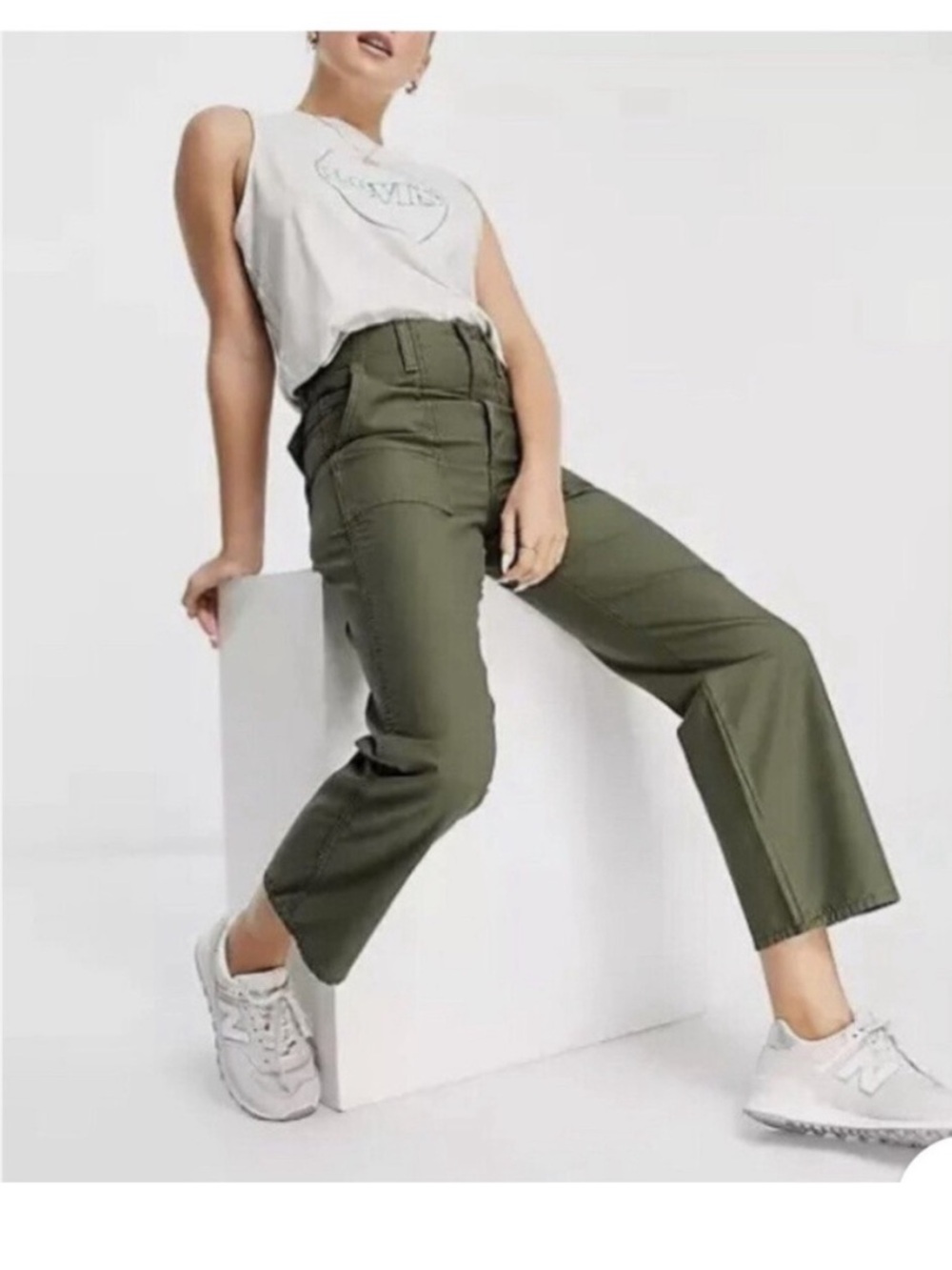 Levi's Olive Green Ribcage Straight Pants
